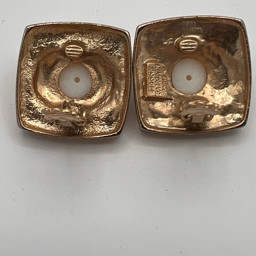 PIERRE BALMAIN Paris Vintage Gold Plated Pearl Clip Earrings - Picture 5 of 7